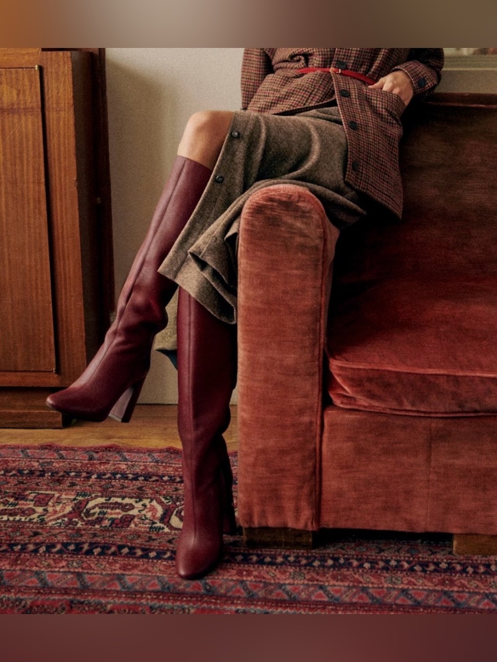 Sézane Amandine Boots Burgundy Leather Size 39 US 8-8.5 ARCHIVE RARE w/ Box - Picture 2 of 12